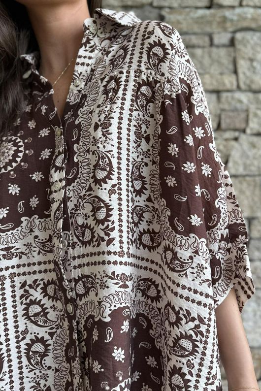 Yara Bandana Relaxed Blouse Chocolate